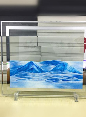 家居装饰品创意流动山水玻璃流沙画生日礼物办公室客厅3D沙漏摆件