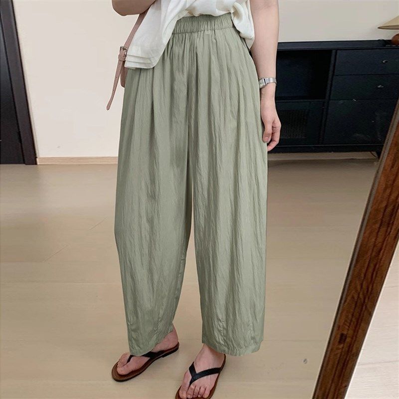 小个子九分休闲裤女大码夏季薄款胖mm宽松显瘦垂感山本阔腿奶奶裤