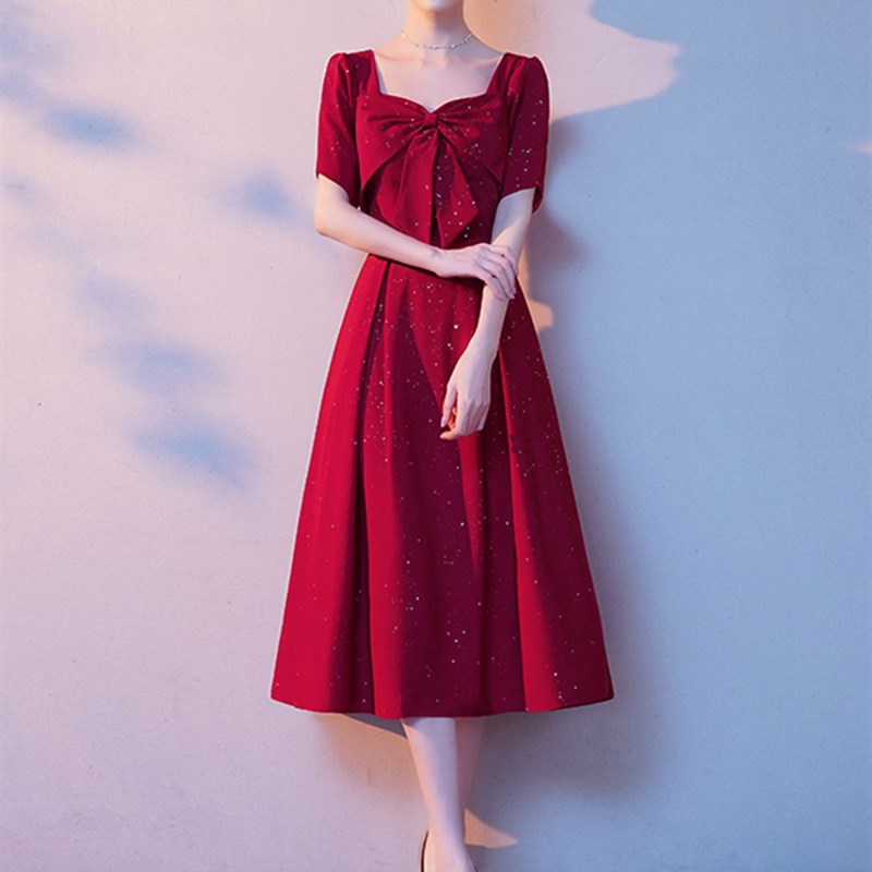 敬酒服新娘平时可穿小个子回门服结婚红色订婚晚礼服连衣裙女夏季