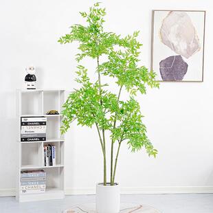 仿真植物南天竹落地盆栽仿生绿植摆件客厅蓝天竹家居装饰盆景假树
