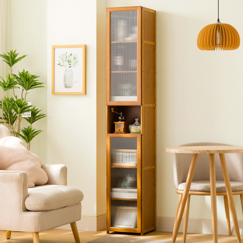 书柜夹缝置物架落地带柜门书架子儿童家用客厅简易多层收纳储物柜