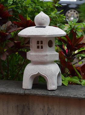 日式户外宫灯庭院花园装饰复古太阳能灯别墅创意景观阳台设计摆件