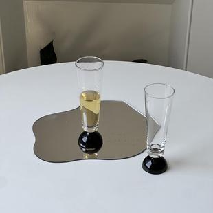 甜酒杯子 中古黑玛瑙笛型香槟杯 法式 简约红酒杯 家用气泡酒杯子