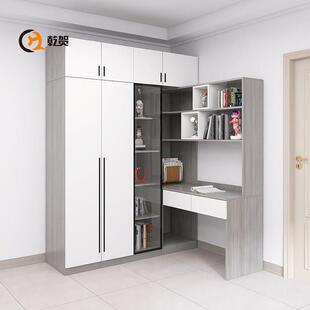 转角衣柜书桌一体实木儿童小卧室拐角带书柜连梳妆台加衣橱组合柜