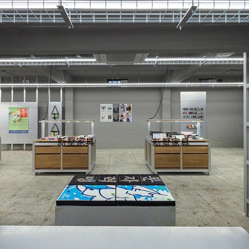 简约铝型材流水台摆台吧台桌收银台店铺展示柜台前台接待台定制