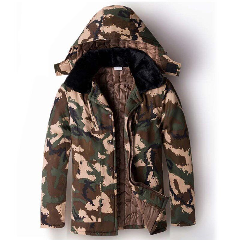 中长款迷彩棉服男冷库防寒服套装劳保服棉袄棉裤大码加厚宽松