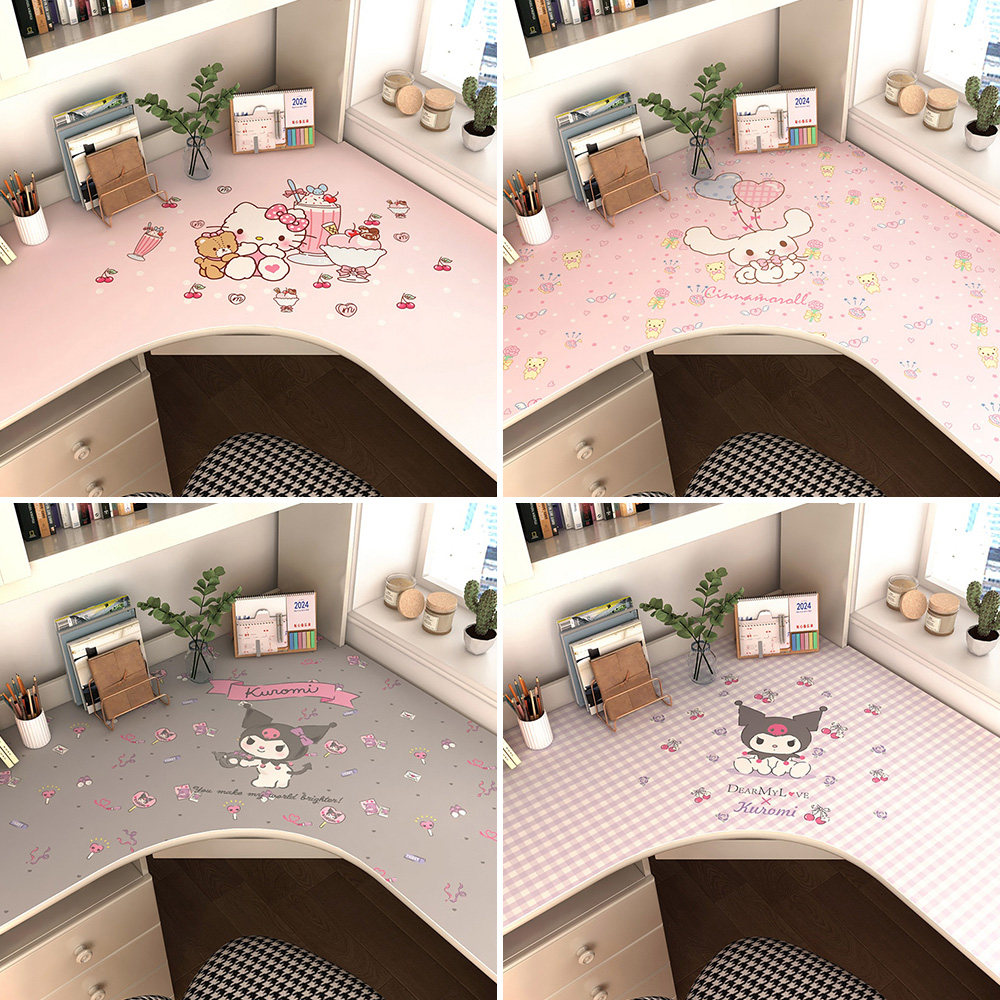 转角书桌垫拐角L型电脑学习办公桌面粉色卡通女R孩写字台工位桌布