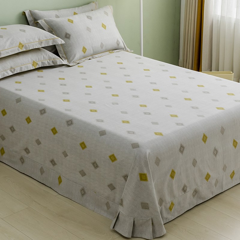 纯棉加厚磨毛床单单件圆角花边秋冬冬季加大加宽大床大尺寸大被单