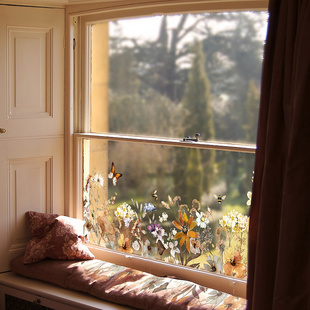 《秋之密语》法式玻璃门贴纸客厅卧室飘窗装饰静电贴膜无胶窗花