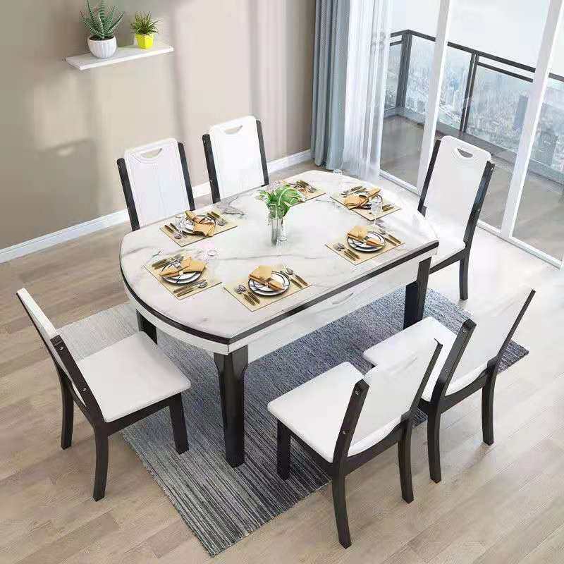 大理石实木餐桌椅组合家用小户型饭桌可伸缩岩板餐桌圆桌,住宅家具,大理石餐桌,淘宝优惠券,粉丝福利购,淘宝优惠卷