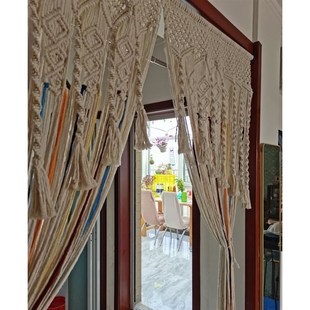 背景手工编织彩色门帘遮挡帘玄关成品民宿装饰装修过道窗帘田园