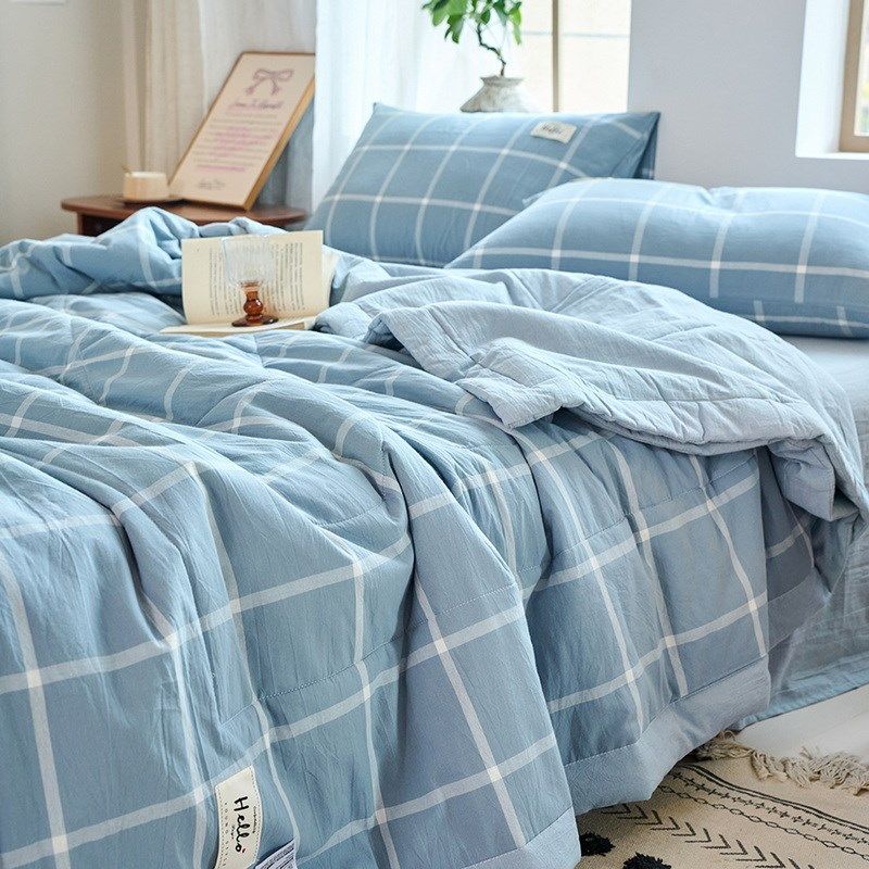 高端a类母婴级夏凉被四件套纯棉100全棉夏季N被芯可机水洗空调被