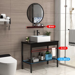 洗手盆陶瓷洗脸盆柜岩板一体台面脸盆家用卫生间阳台落地式架组合