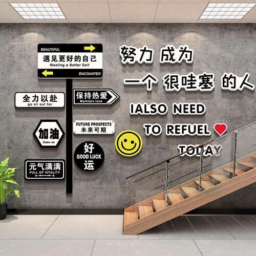 象办公室形墙面装饰背景置司企业文化进门楼梯扶手台阶围布贴画氛