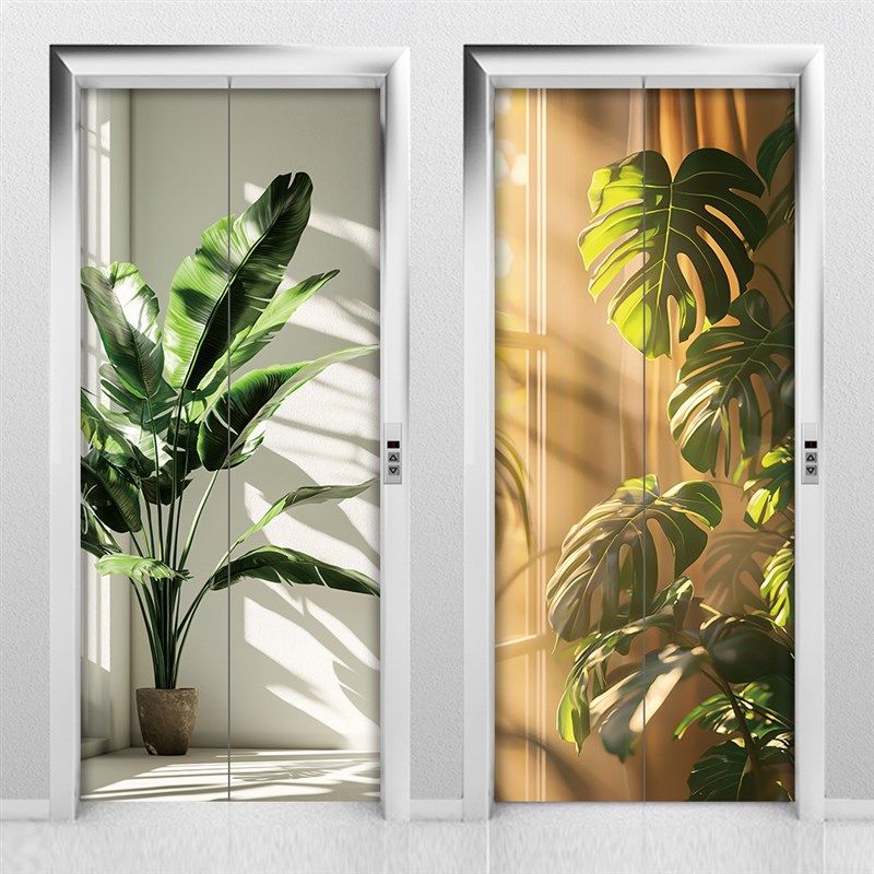 入户电梯门贴纸绿植装饰画高级感玄关美化温馨风一梯一户门口布置,家居饰品,软装墙贴,淘宝优惠券,粉丝福利购,淘宝优惠卷