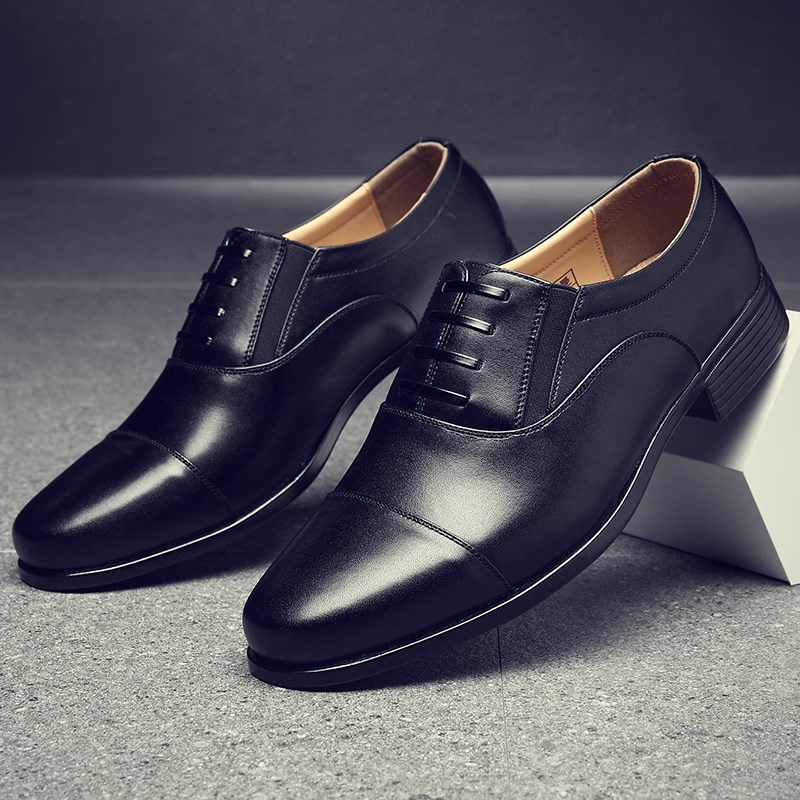 男士商务正装休闲皮鞋男士三接头皮鞋黑德比皮鞋新郎结婚皮鞋男款