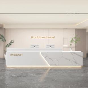 定制简约现代公司前台烤漆吧台桌酒店大堂会所接待台美容院收银柜