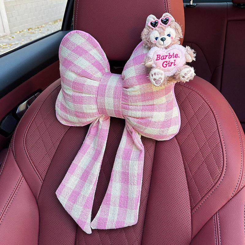 汽车头枕护颈枕车载座椅靠枕车用可爱雪莉玫女士车内枕头腰靠套装