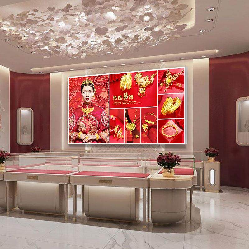 珠宝黄金店卡布灯箱龙凤手镯金器首饰奢侈装饰uv软膜发光广告招牌