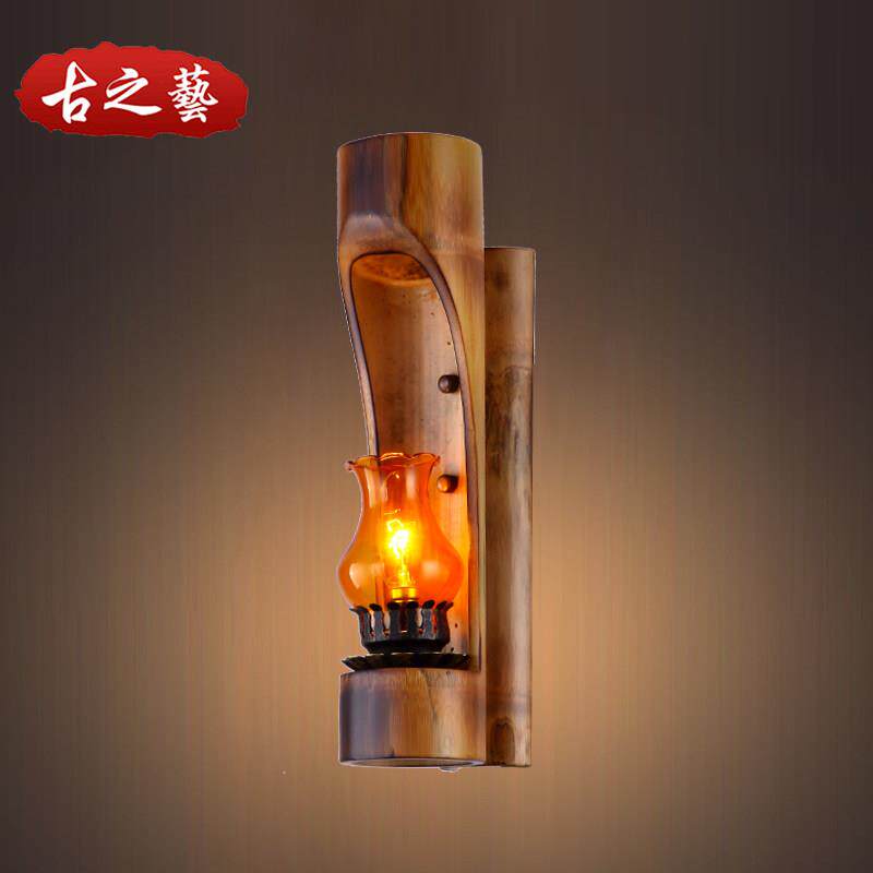 中式仿古竹艺个性创意壁灯床头灯复古怀旧酒吧灯过道灯茶楼灯具