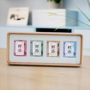 六连框黑胡桃实木相框增运多金画 画框送朋友人民币摆台大好河山