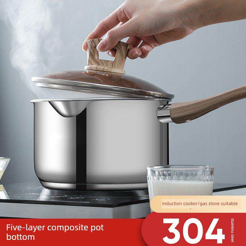304不锈钢加厚奶锅家用婴儿宝宝辅食锅不粘小汤锅燃气电磁炉通用