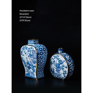 不仅仅是储存东方巴黎青花瓷杰勒新中国风水墨金彩瓷花瓶饰品