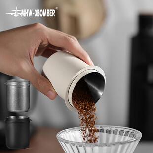 轰炸机倒扣接粉杯58mm手柄通用落粉杯意式磨豆接粉器不锈钢称豆