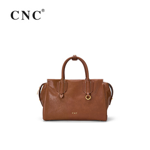 CNC箱包2026新款植鞣牛皮单肩手提包真皮通勤托特包斜挎女包小包