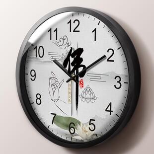 佛像挂钟客厅吉祥简约时尚时钟南无阿弥陀佛寺庙装饰钟表接引图禅