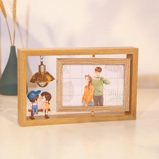 相框摆台定制来图定做情侣照片6寸六双面可爱旋转相册框相片摆件