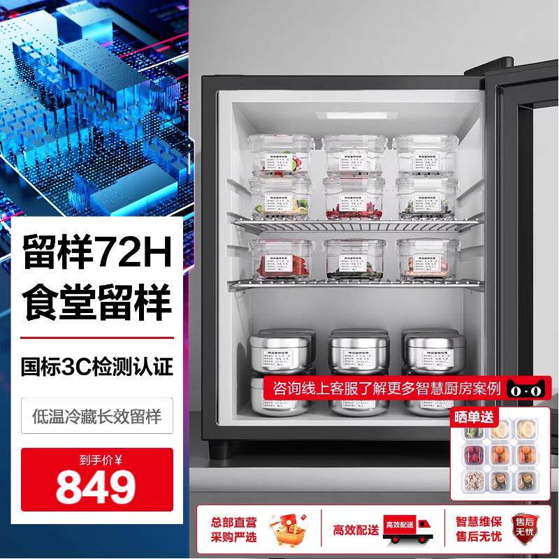 德玛仕学校食品留样柜专用带锁幼儿园小型留样柜保鲜冷藏箱展示柜