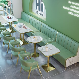 奶茶店桌椅组合小吃餐厅茶楼汉堡甜品烘培快餐咖啡厅商用卡座沙发