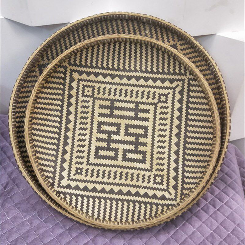 贵州纯手工精品竹编 喜庆盘 竹筛子 圆簸箕 竹筛水果盘 竹盘菜筛