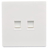 大板86双口网络电话信息面板二位千兆六类电脑网口语音插座1网1电