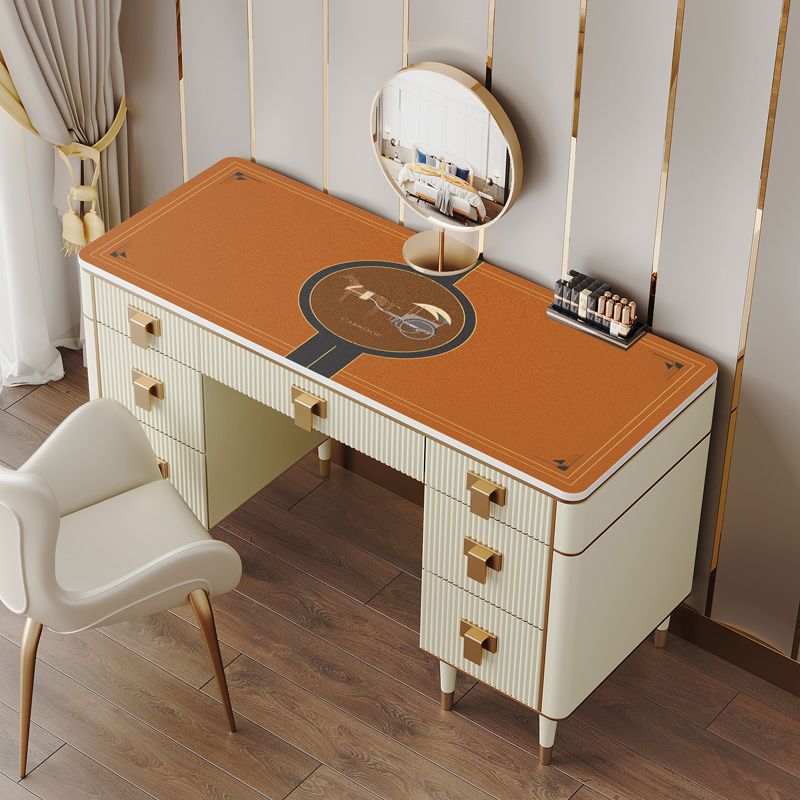 双层皮革梳妆台布北欧轻奢化妆台桌布网红防水防油免洗电视柜桌垫