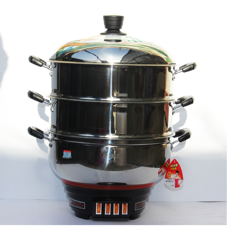 多功能电热锅不锈钢家用不粘电炒锅电煮锅电火锅多用锅电蒸锅学生