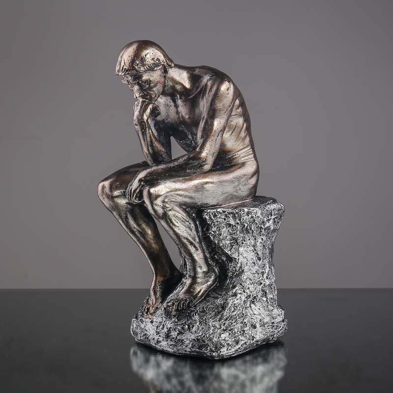 北欧沉思者艺术品装饰砂岩思考者人物雕塑创意摆件办公室房间摆设