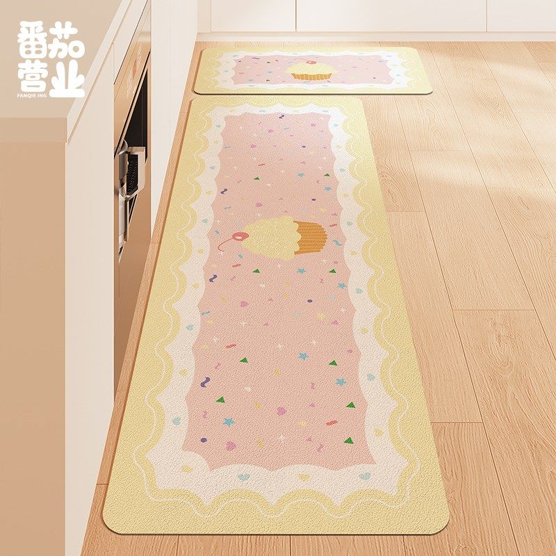 家用可爱厨房吸水地垫耐脏吸油免洗可擦脚垫可爱少女浴室防滑门垫,居家布艺,厨房地垫,淘宝优惠券,粉丝福利购,淘宝优惠卷