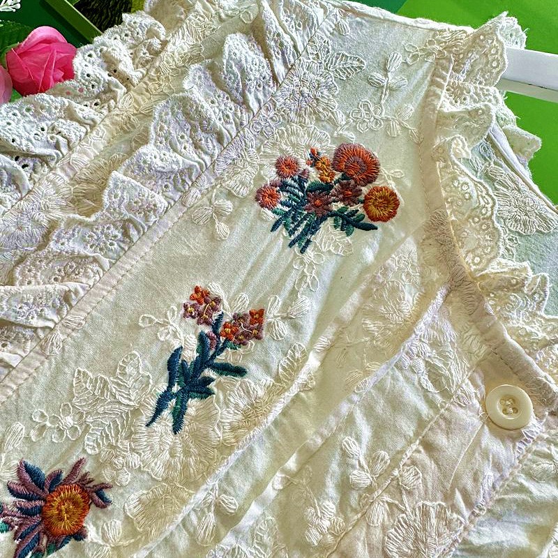 熊姑娘背心长裙外套/全身绣花纯棉/夏季薄款森系无袖大码连衣裙女