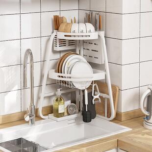 厨房台面三角区置物架放碗碟架转角架台面省空间收纳碗筷窄款小型