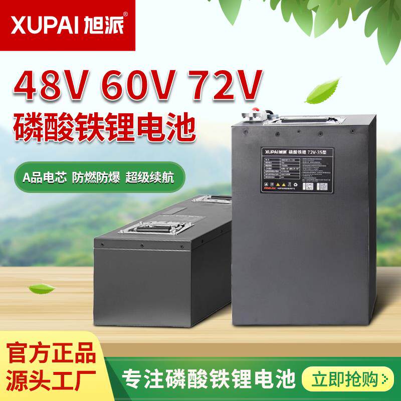 旭派 动力电池48V 6V 72V 磷酸铁锂 外送 快递二轮三轮车专用电池