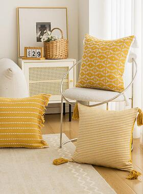 MILAN北欧复古ins风黄色系抱枕套客厅沙发抱枕样板间床头靠背靠枕