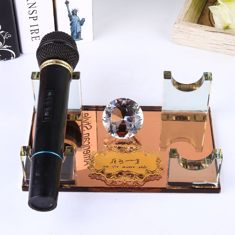 水晶话筒架子 桌面 无线ktv酒店用品 多功能麦克风支架咪架座