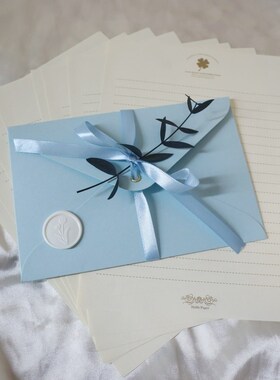 小清新浪漫蓝色手工信封信纸情书套装生日礼物告白道歉信件代打印