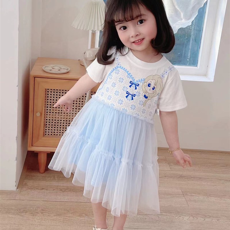 2023夏季童装新款女童连衣裙可爱纯棉公主裙外出网纱裙子蛋糕裙
