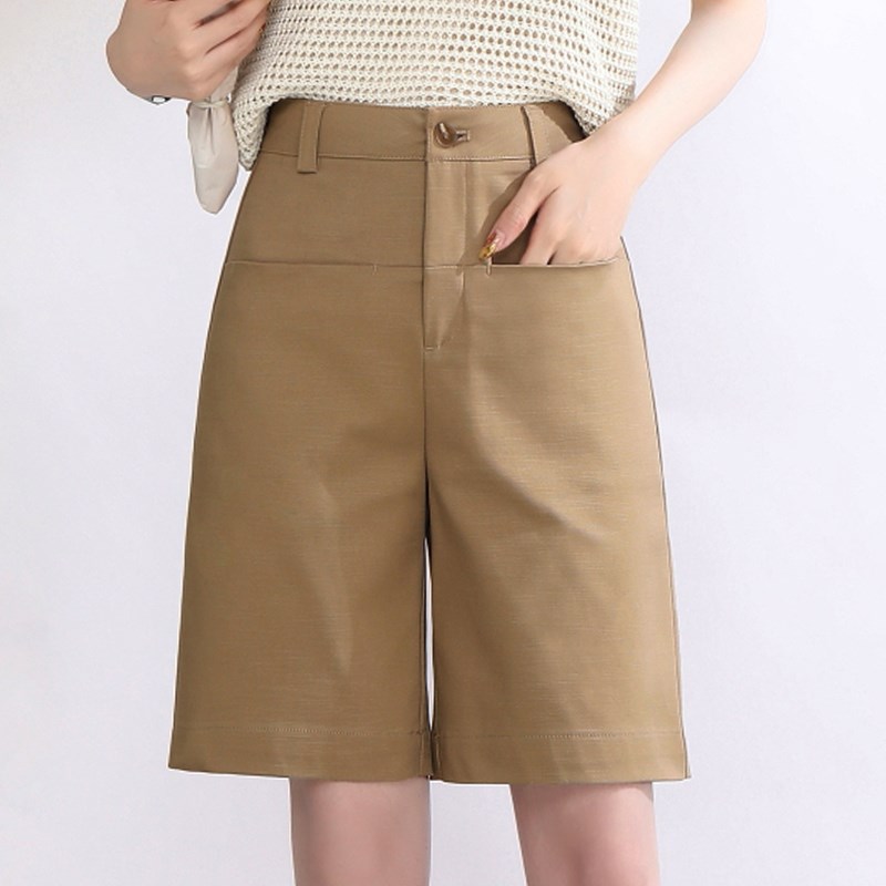女士阔腿五分裤女夏2024高腰显瘦宽松西装短裤休闲直筒中裤5分裤
