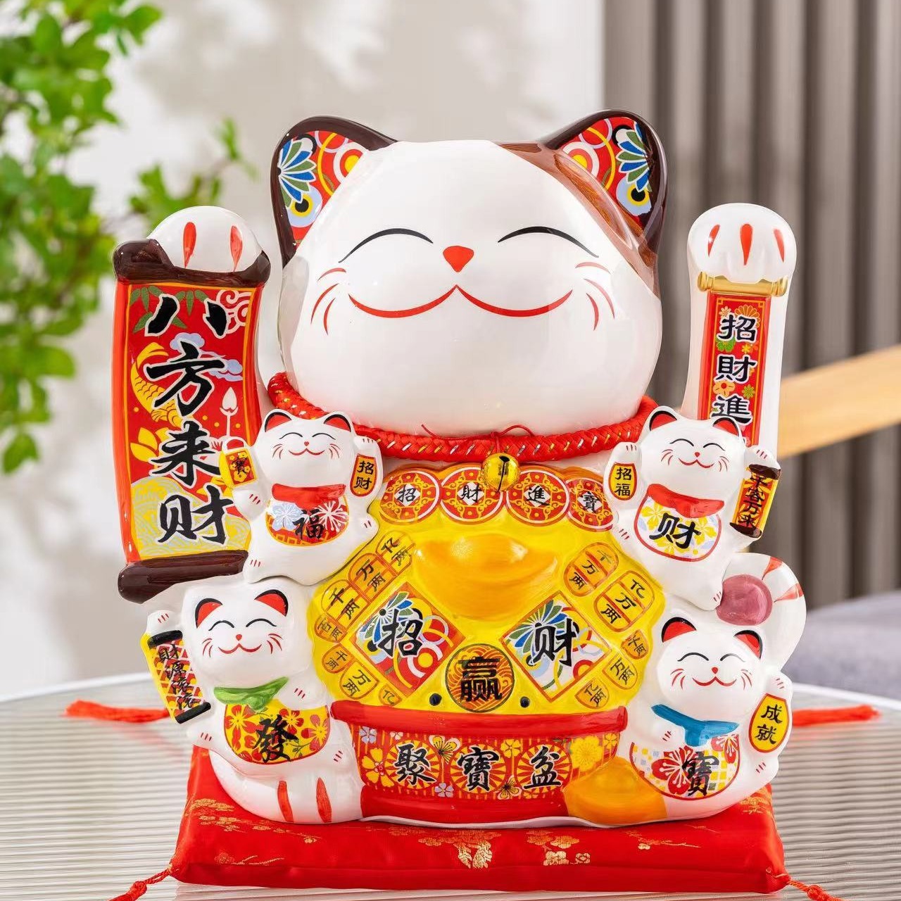 14寸招财猫 电动摇手招财猫摆件 创意礼品家居开业陶瓷大号招财