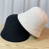 新款 帽子女渔夫帽春夏季 镂空遮阳帽防晒遮阳水桶帽日系显脸小盆帽