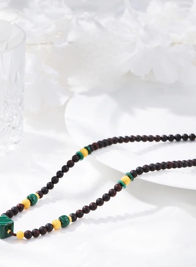 【闹妈甄选】美伢 【知春】6mm降真香孔雀石方糖项链JZX332